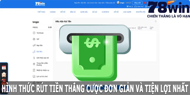 Hình thức rút tiền thắng cược đơn giản và tiện lợi nhất