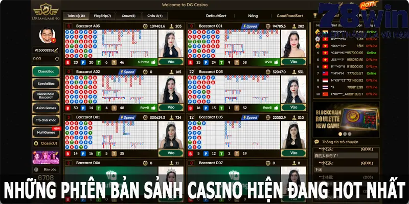 Những phiên bản casino 78win hiện đang hot nhất