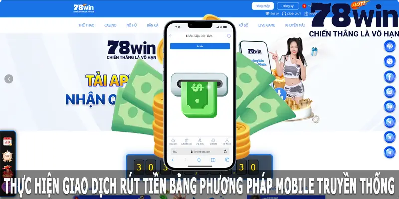 Thực hiện giao dịch rút bằng phương pháp Mobile truyền thống