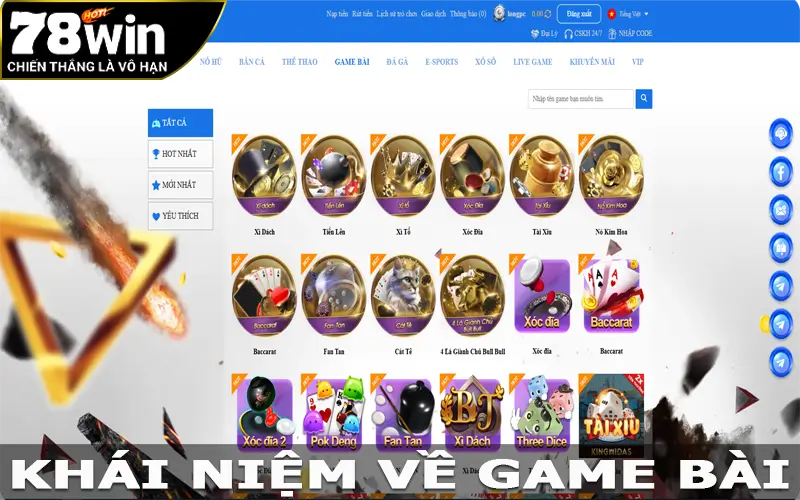 Khái niệm về game bài 78win